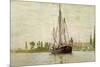 Chasse-Marée À L'Ancre, Coasting Vessel at Anchor Near Rouen, France, 1871-2-Claude Monet-Mounted Giclee Print