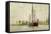 Chasse-Marée À L'Ancre, Coasting Vessel at Anchor Near Rouen, France, 1871-2-Claude Monet-Framed Stretched Canvas