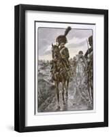 Chasseurs a Cheval Riding as Napoleon's Personal Bodyguards-Job-Framed Art Print