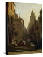 Chat Close to the Pharmacy Called the 'Strochen-Apotheke', after 1875-Carl Spitzweg-Stretched Canvas