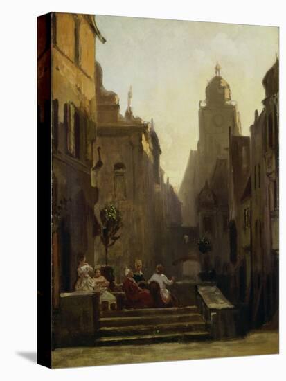 Chat Close to the Pharmacy Called the 'Strochen-Apotheke', after 1875-Carl Spitzweg-Stretched Canvas