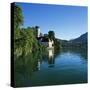 Chateau Beside Lake, Duingt, Lake Annecy, Rhone Alpes, France, Europe-Stuart Black-Stretched Canvas