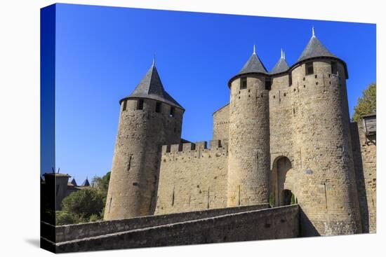 Chateau Comtal keep, La Cite, historic city, Carcassonne, UNESCO World Heritage Site, France-Eleanor Scriven-Stretched Canvas