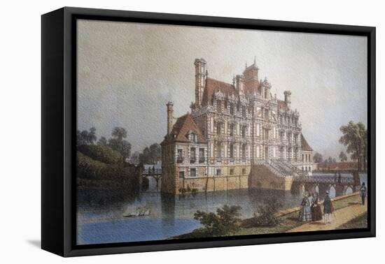 Chateau De Beaumesnil, Normandy, Colour Print, France, 19th Century-null-Framed Stretched Canvas