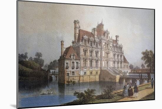 Chateau De Beaumesnil, Normandy, Colour Print, France, 19th Century-null-Mounted Giclee Print
