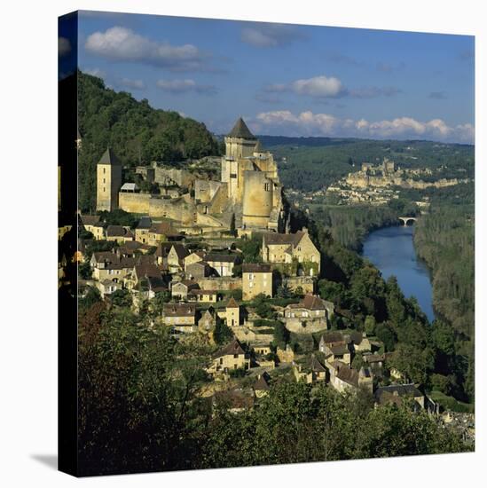 Chateau De Castelnaud and View over Dordogne River and Chateaux of Beynac, Castelnaud La Chapelle, -Stuart Black-Stretched Canvas