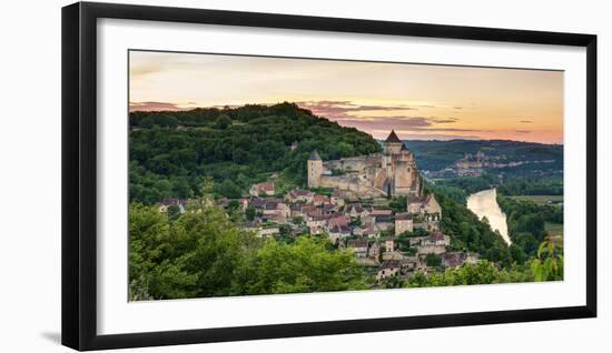 Chateau De Castelnaud Castle and Dordogne River at Sunset-null-Framed Photographic Print