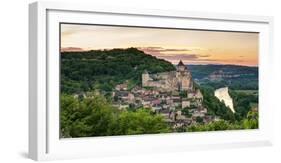 Chateau De Castelnaud Castle and Dordogne River at Sunset-null-Framed Photographic Print