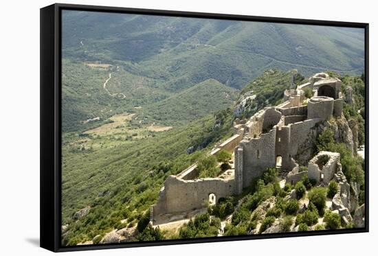 Chateau De Peyrepertuse, a Cathar Castle, Languedoc, France, Europe-Tony Waltham-Framed Stretched Canvas