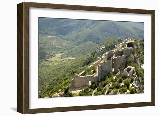 Chateau De Peyrepertuse, a Cathar Castle, Languedoc, France, Europe-Tony Waltham-Framed Photographic Print