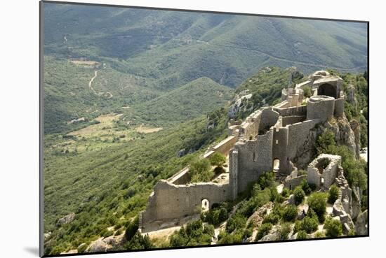Chateau De Peyrepertuse, a Cathar Castle, Languedoc, France, Europe-Tony Waltham-Mounted Photographic Print