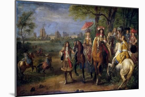 Chateau De Vincennes with Louis XIV and Marie Therese with their Court in 1669-Adam Frans van der Meulen-Mounted Giclee Print