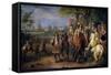 Chateau De Vincennes with Louis XIV and Marie Therese with their Court in 1669-Adam Frans van der Meulen-Framed Stretched Canvas