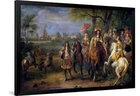 Chateau De Vincennes with Louis XIV and Marie Therese with their Court in 1669-Adam Frans van der Meulen-Framed Giclee Print