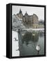 Chateau de Vizille Park, Swan Lake, Vizille, Isere, French Alps, France-Walter Bibikow-Framed Stretched Canvas