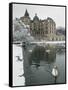 Chateau de Vizille Park, Swan Lake, Vizille, Isere, French Alps, France-Walter Bibikow-Framed Stretched Canvas
