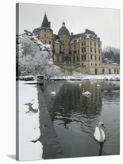 Chateau de Vizille Park, Swan Lake, Vizille, Isere, French Alps, France-Walter Bibikow-Stretched Canvas