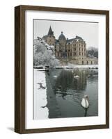 Chateau de Vizille Park, Swan Lake, Vizille, Isere, French Alps, France-Walter Bibikow-Framed Photographic Print