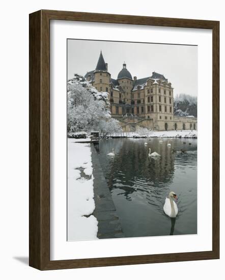 Chateau de Vizille Park, Swan Lake, Vizille, Isere, French Alps, France-Walter Bibikow-Framed Photographic Print