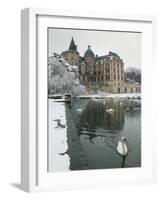 Chateau de Vizille Park, Swan Lake, Vizille, Isere, French Alps, France-Walter Bibikow-Framed Photographic Print