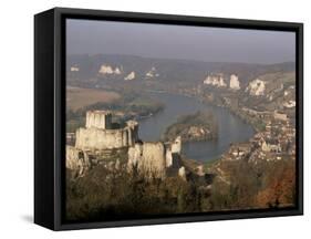 Chateau Gaillard and River Seine, Les Andelys, Haute Normandie (Normandy), France-John Miller-Framed Stretched Canvas