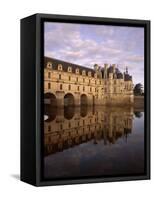Chateau of Chenonceaux, Reflected in Water, Loire Valley, Centre, France, Europe-Jeremy Lightfoot-Framed Stretched Canvas