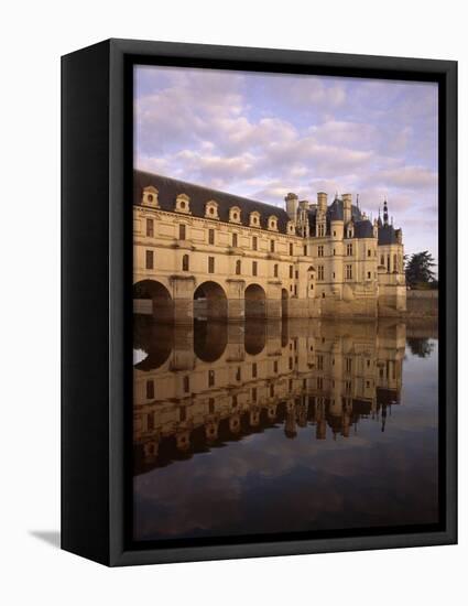 Chateau of Chenonceaux, Reflected in Water, Loire Valley, Centre, France, Europe-Jeremy Lightfoot-Framed Stretched Canvas