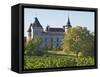 Chateau with Turrets and Vineyard, Chateau Carignan, Premieres Cotes De Bordeaux, France-Per Karlsson-Framed Stretched Canvas