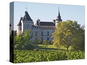 Chateau with Turrets and Vineyard, Chateau Carignan, Premieres Cotes De Bordeaux, France-Per Karlsson-Stretched Canvas