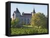 Chateau with Turrets and Vineyard, Chateau Carignan, Premieres Cotes De Bordeaux, France-Per Karlsson-Framed Stretched Canvas