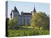 Chateau with Turrets and Vineyard, Chateau Carignan, Premieres Cotes De Bordeaux, France-Per Karlsson-Stretched Canvas