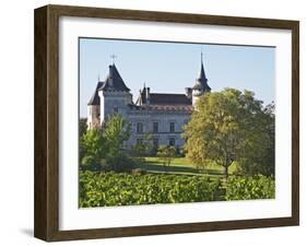 Chateau with Turrets and Vineyard, Chateau Carignan, Premieres Cotes De Bordeaux, France-Per Karlsson-Framed Photographic Print