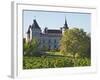 Chateau with Turrets and Vineyard, Chateau Carignan, Premieres Cotes De Bordeaux, France-Per Karlsson-Framed Photographic Print