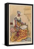 Chatelaine Chez Elle: The Lady of the Chateau Sits in Her Boudoir Reading-Albert Robida-Framed Stretched Canvas