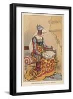 Chatelaine Chez Elle: The Lady of the Chateau Sits in Her Boudoir Reading-Albert Robida-Framed Art Print