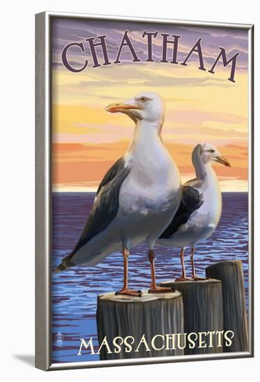 Chatham, Massachusetts - Seagulls-Lantern Press-Framed Art Print