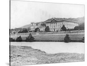 Chatsworth House from across the River Derwent, Derbyshire, Late 19th or Early 20th Century-null-Stretched Canvas