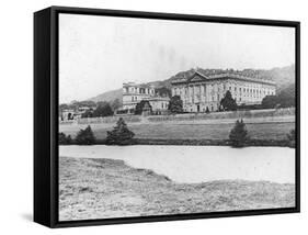 Chatsworth House from across the River Derwent, Derbyshire, Late 19th or Early 20th Century-null-Framed Stretched Canvas