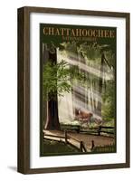 Chattahoochee National Forest, Georgia - Deer and Fawn-Lantern Press-Framed Art Print