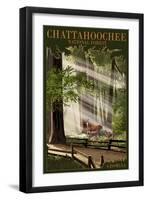 Chattahoochee National Forest, Georgia - Deer and Fawn-Lantern Press-Framed Art Print