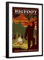 Chattahoochee National Forest, Georgia - Home of Bigfoot-Lantern Press-Framed Art Print