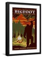 Chattahoochee National Forest, Georgia - Home of Bigfoot-Lantern Press-Framed Art Print