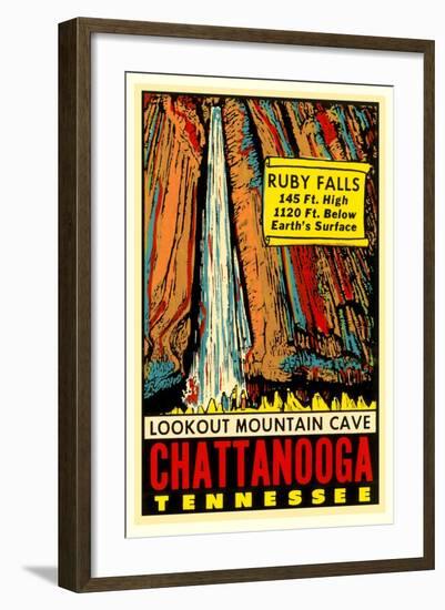 Chattanooga Decal, Ruby Falls-null-Framed Art Print