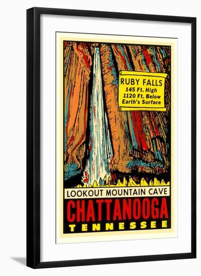 Chattanooga Decal, Ruby Falls-null-Framed Art Print