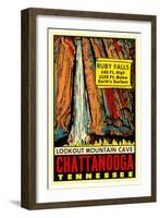 Chattanooga Decal, Ruby Falls-null-Framed Art Print