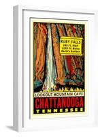 Chattanooga Decal, Ruby Falls-null-Framed Art Print