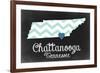 Chattanooga, Tennessee - Chalkboard State Heart-Lantern Press-Framed Premium Giclee Print