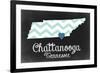 Chattanooga, Tennessee - Chalkboard State Heart-Lantern Press-Framed Premium Giclee Print