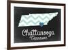 Chattanooga, Tennessee - Chalkboard State Heart-Lantern Press-Framed Art Print