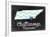 Chattanooga, Tennessee - Chalkboard State Heart-Lantern Press-Framed Art Print